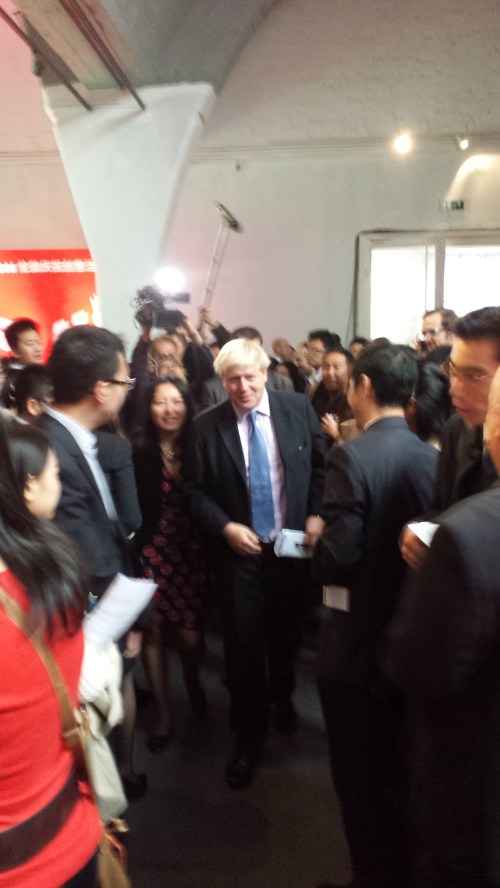 Boris arrives, and proceeds to tour the exhibits rather than give his speech as planned. But it worked out OK in the end; he had 2 exhibit tours and a speech in the middle.