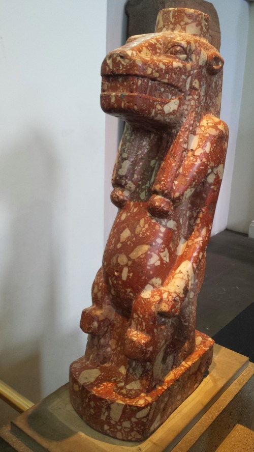 With the head and torso of a hippo, the legs of a lion and the tail of a crocodile, the Egyptian goddess Taweret just rocks. More info here- https://www.britishmuseum.org/explore/highlights/highlight_objects/aes/b/breccia_statue_of_taweret.aspx